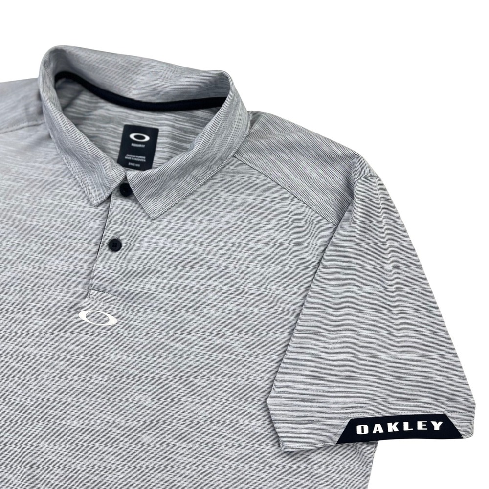 Oakley Polo‎ Shirt Men's XL Gray Heather O Stretch Short Sleeve Golf Regular Fit